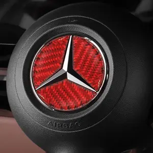 Carbon fiber Car Steering Wheel Center Emblem Stickers For Mercedes Benz AMG A/B/C/E/S Class W204 W205 W203 W206 W211 W212 W213 W201 W210 W220 W221 W222 W223 W251 GLC GLK CLA Car Accessories