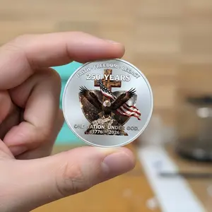 1776–2026 250 Years Faith Freedom Legacy Coin, USA Patriotic Eagle Commemorative Coin, One Nation Under God Collectible