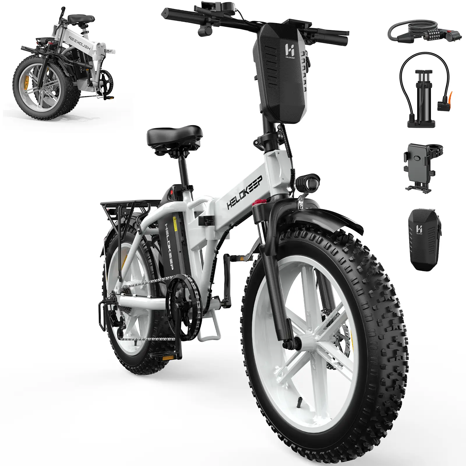 Lightweight folding all-electric bicycle | 48V 1500W top-of-the-line motor + 48V 25Ah high-capacity removable lithium battery + 7-speed gears + 20x4.0 wide tires + shock absorption + folding frame