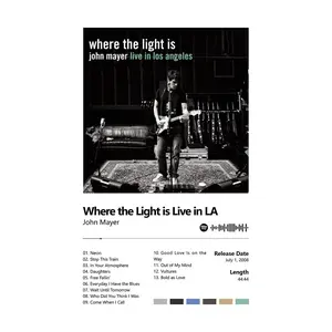 John Mayer Poster Where the Light Is Poster Cover Poster Wall Art