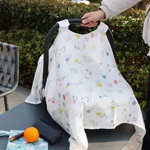 Multifunctional Summer Baby Cover,Cute Floral Design, Perfect for Stroller, Car Seat & Breastfeeding