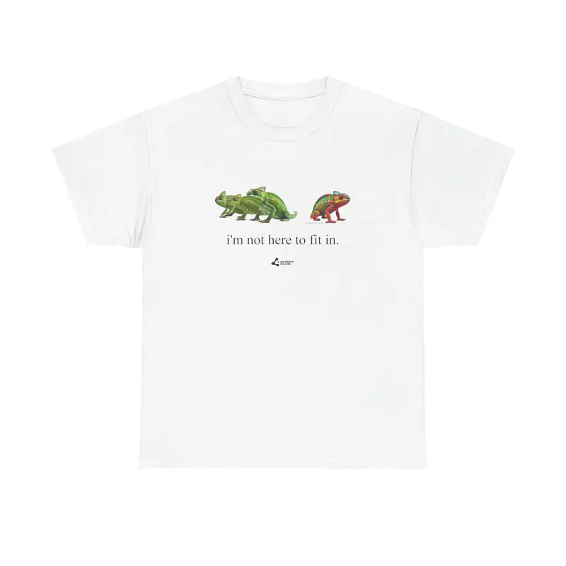 Men's Vintage Smooth Chameleon "Not Here to Fit In" Graphic T-Shirt - Heavyweight Cotton Crew Neck Short Sleeve, Classic Boxy Fit, Fashion Casual Streetwear Menswear, Machine Washable Top, Oeko-Tex Certified