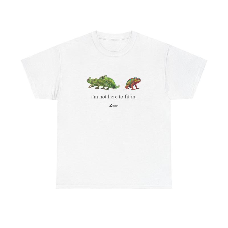 Men's Vintage Smooth Chameleon "Not Here to Fit In" Graphic T-Shirt - Heavyweight Cotton Crew Neck Short Sleeve, Classic Boxy Fit, Fashion Casual Streetwear Menswear, Machine Washable Top, Oeko-Tex Certified