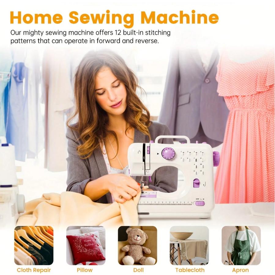 Mini Sewing Machine, Built-In 12-Needle Multi-Function Pedal Automatic Sewing Machine, Suitable For Beginners, Send Wife/Mother/Friend Valentine's Day Gift