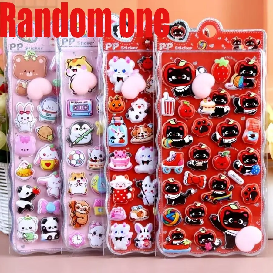 Soft Healing 3D Foam Sticker Set, Cat Penguin Bear Bunny Strawberry Apple Cake Patterns, Decorate Diaries Notebooks Crafts Gift Wrapping Stationery