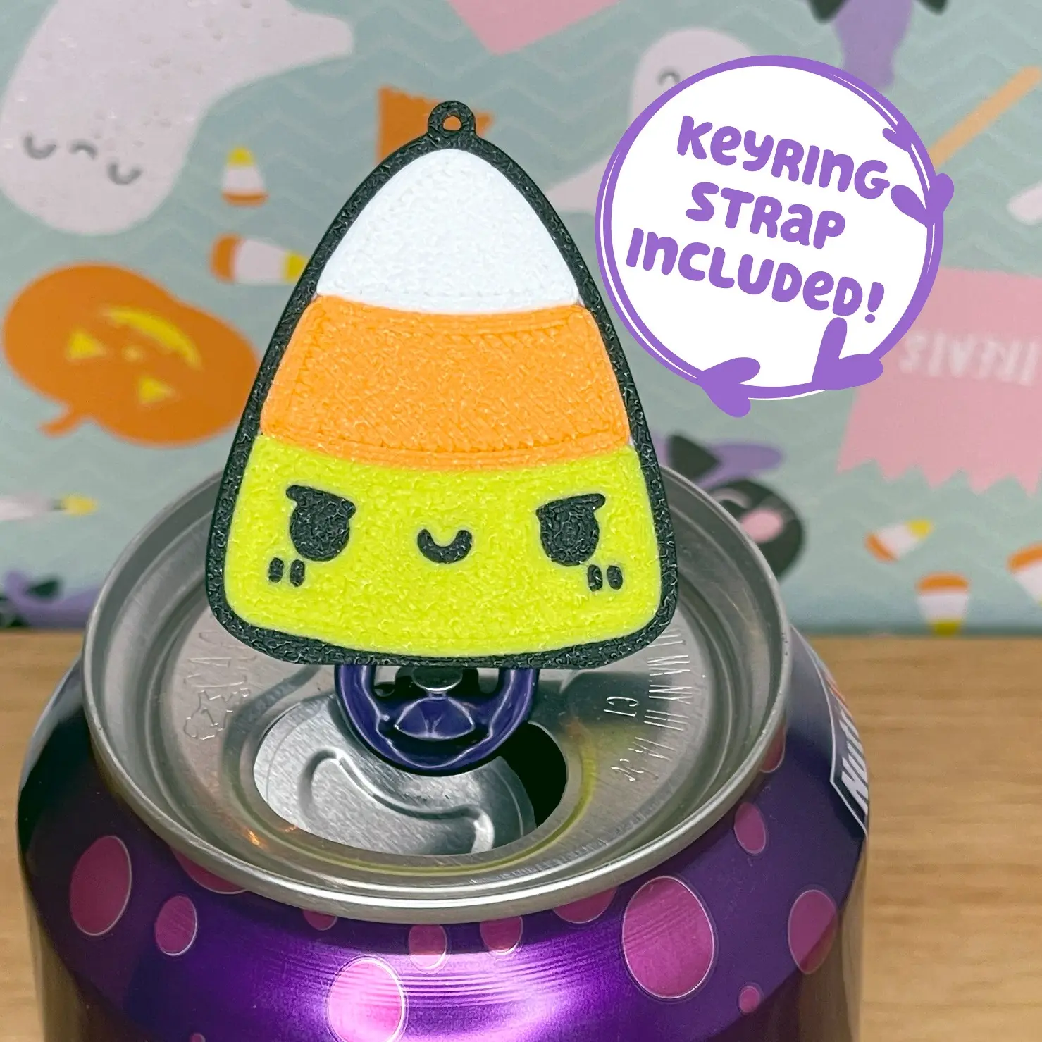 Tab Buddies Candy Corn - Cute Soda Can Tab Opener with Keychain strap - Unique Halloween Trick or Treat Toy Swag - Fall Lovers Present - Handy Kids Autumn Gift