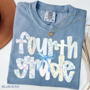 Comfort Colors Fourth Grade Teacher TShirt, Coquette Bow 4th Grade Team T-Shirt, Back to School TShirt, Elementary School T-Shirt,Teacher Gift - Printfamily