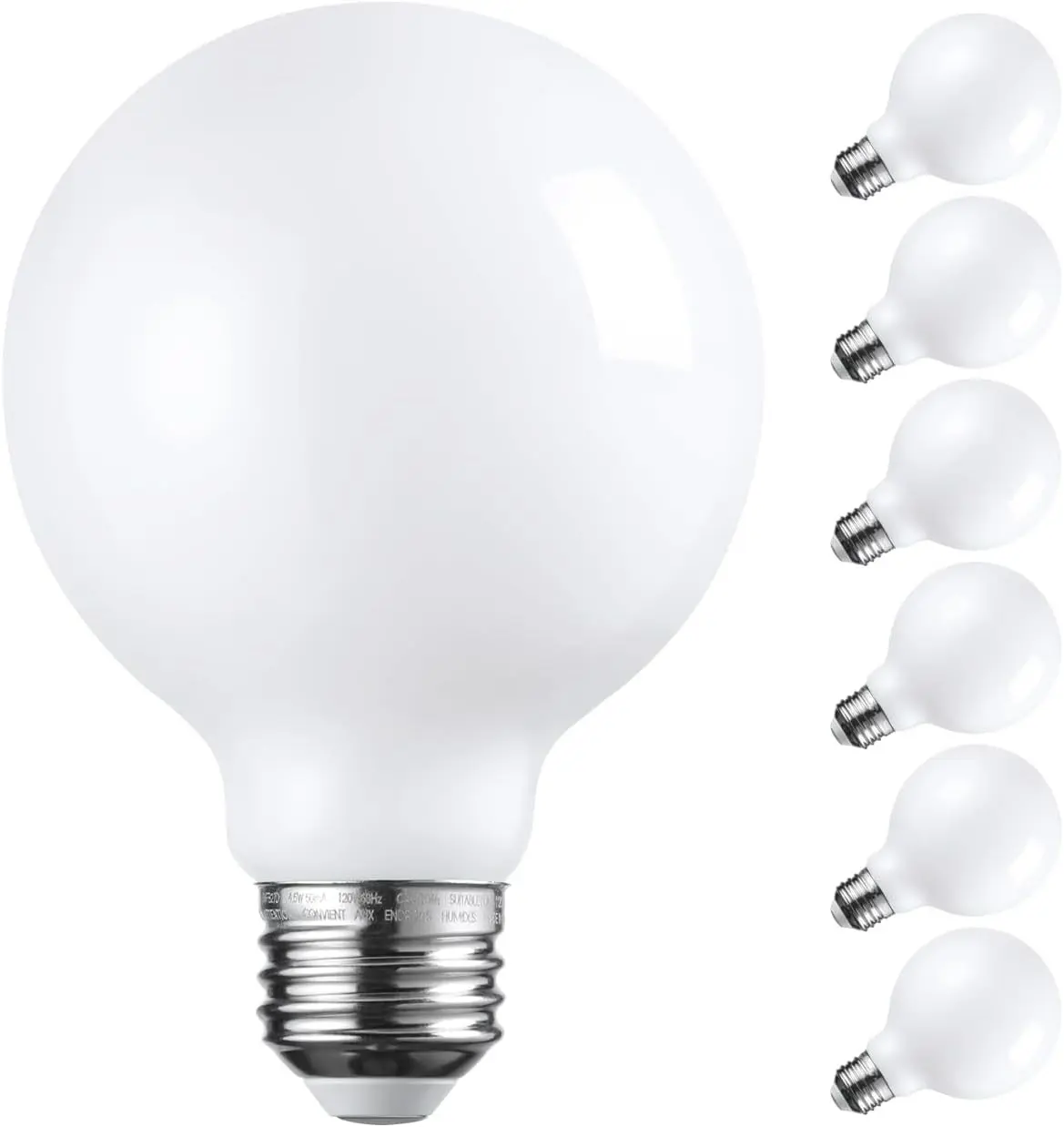 TORCHSTAR 6-Pack G25 Globe Light Bulbs LED Dimmable 2700K Soft White | Round Frosted Vanity Light Bulb for Bathroom, LED Edison Bulb, 4.5W Equivalent 60W, UL Listed, 500lm, E26 Base