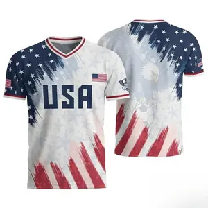 USA Team Soccer Jersey, American Flag V-Neck Shirt, Match Day Fan Wear