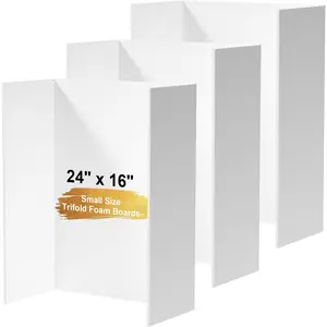 3 Pack 24" x 16" White Trifold Poster Board  Core, Small Tri Fold Foldable Display Posterboard  Project Boards for School Projects, Photos Displays & Business Presentations