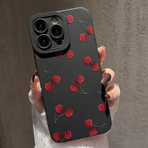 Cherry Pattern Phone Case, Anti-drop Cellphone Protective Case, All-inclusive Shockproof Mobile Phone Cover for iPhone 15 14 13 12 Plus Pro Max Series Protector Screen Protector Protection Transparent