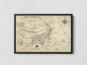 The Continent Empyrean World Map Unframed Poster - Fourth Wing & Iron Flame Cartography Art Print - Fantasy Dragon Realm Map - Navigating Navarre Wall Decor