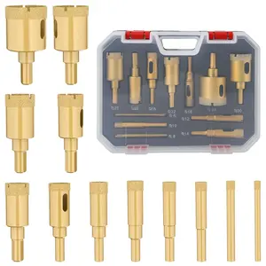 12-Piece Diamond Drill Bit Hole Saw Kit for Ceramic, Glass, and Tile Cutting - Perfect for Drilling Porcelain, Marble, Granite, and Gypsum - Includes Sizes from 0.24 Inch to 1.38 Inch (6mm to 35mm)