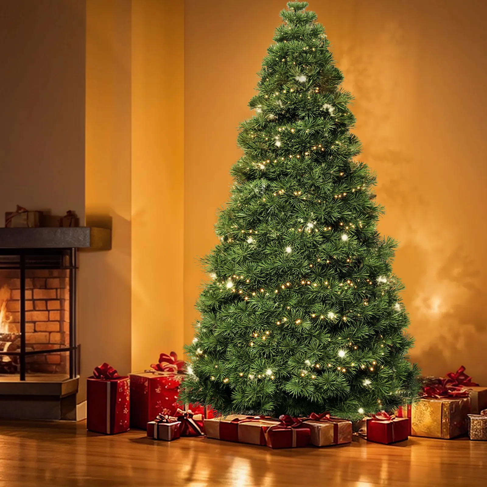 Pre-lit Artificial Christmas Tree with Branch Tips 250 Incandescent Lights Foldable Base for Home Office Party Green White Snow Flocked Design Diy Ornament Doorframe Ornament Pre-lit Artificial Christmas Tree with Branch Tips 250 Incandescent Lights Foldable Base for Home Office Party Green White Snow Flocked Design Diy Ornament Doorframe Ornament