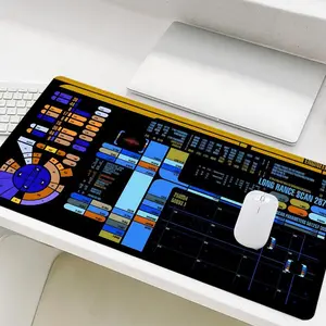 Sci-fi Control Console Pattern Mouse Pad, 1 Count Non-slip Rubber Base Stitched Edge Desk Pad, Office Desk Accessories for Laptop Desktop, Gaming Mouse Pads