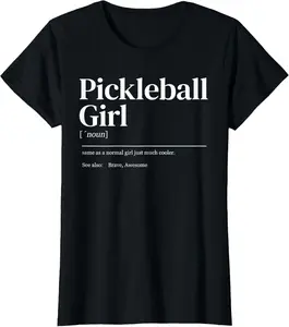 Pickleball Girl Funny Quote Definition Women's Vintage T-Shirt Top Cotton Graphic Streetwear Tee for Everyday Wear