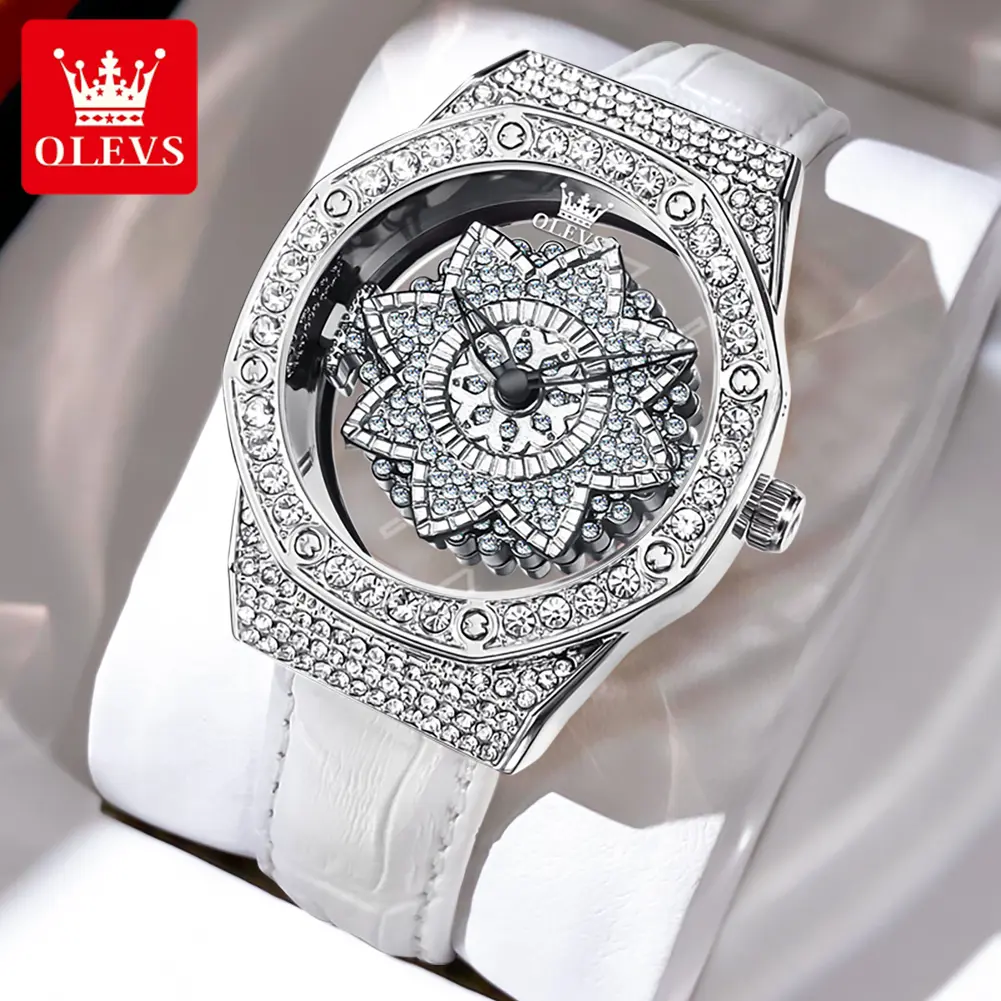 OLEVS Women's Elegant Rectangle Analog Quartz Watch with PU Leather Band, Mineral Glass Face, and < 30M Water Resistance