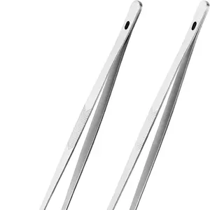 Kitchen Cooking Tongs Tweezers - 2PCS 12" Stainless Steel Kitchen Utensils, Metal Fine Tweezers Tongs with Precision Serrated Tips for Chef, Serving Food, Grill, Culinary, Pasta, Salad, BBQ