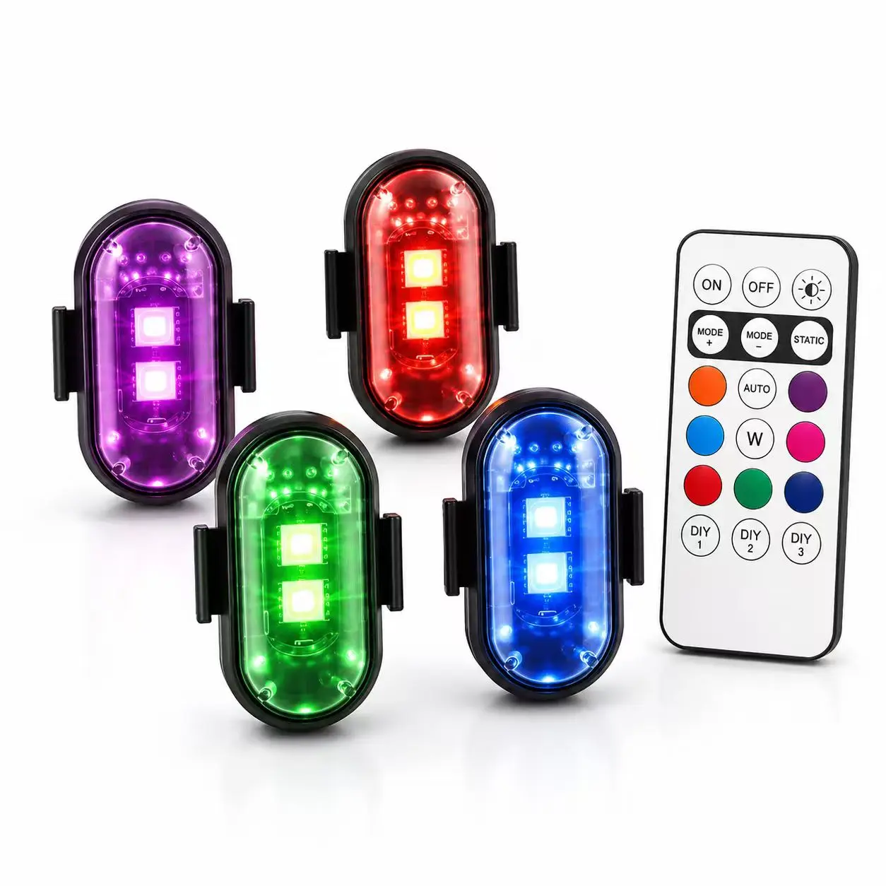 RGB LED Aircraft Strobe Light, Wireless Remote Control Multifunctional Warning Flash Strobe Lights for Motorcycle, Bike, Car