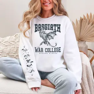 Fourth Wing Wyvern Double Sided Sweatshirt, Basgiath War College, Bookish Shirt, Fourth Wing Dragon Rider Booktok, Unisex Long Sleeve Crewneck