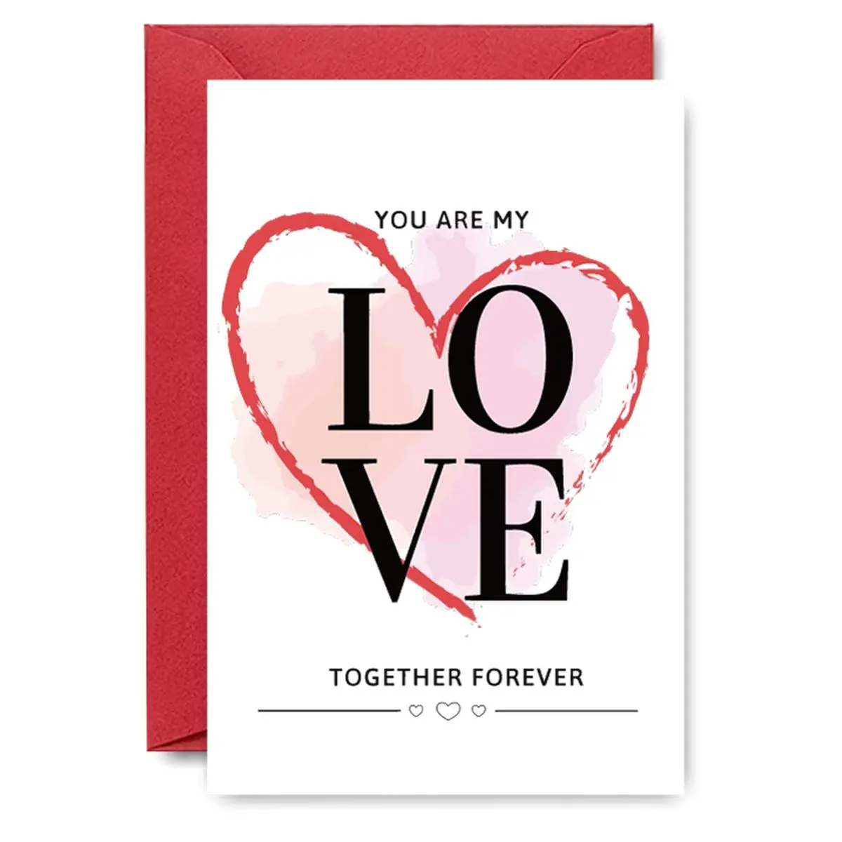 You Are My Love Together Forever Greeting Card with Envelope, 1/3/50pcs Romantic Valentine's Day Greeting Card, Birthday Gift for Couples
