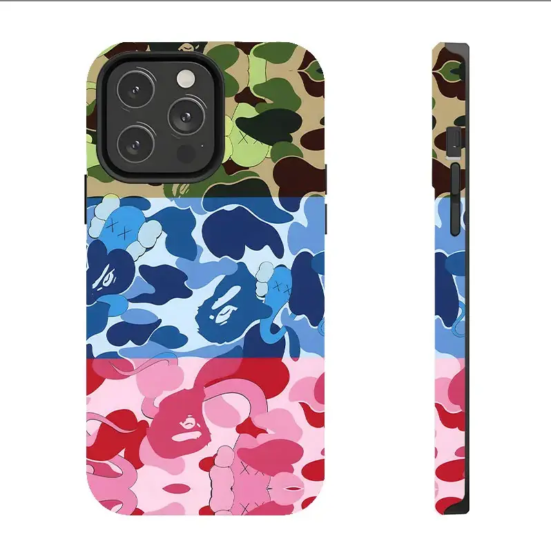 Bape Protective Camo Streetwear Phone Case Suitable for iPhone 17/16/15/14/13/12/11 Pro Max/Plus and Samsung Galaxy S23FE/22/23 Impact Resistant Hard Case with Impact Dispersion Technology & Flexible Rubber Liner Glossy Finish UV Protected 2-Piece Design