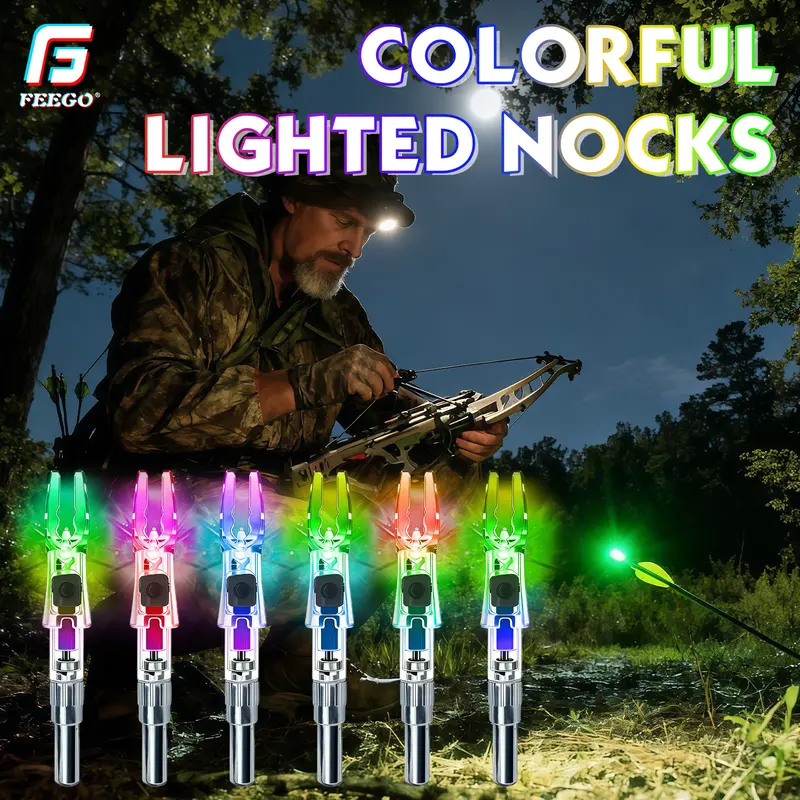 6 Pack Automatic Lighted Arrow Nocks – Fits 5.3mm Inner Diameter, Bow Hunting