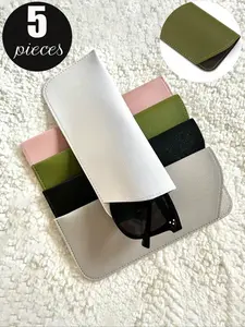 Leather Waterproof Scratch-Resistant Dustproof Soft Lining Eyeglass Storage Bag, 5-Piece Set, Ideal for Glasses Protection, Glass Holder