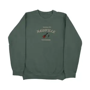Nashville Tennessee Embroidered Sweatshirt | Premium Quality | Crewneck | Unisex | Outdoor | Embroidery | Comfort Colors