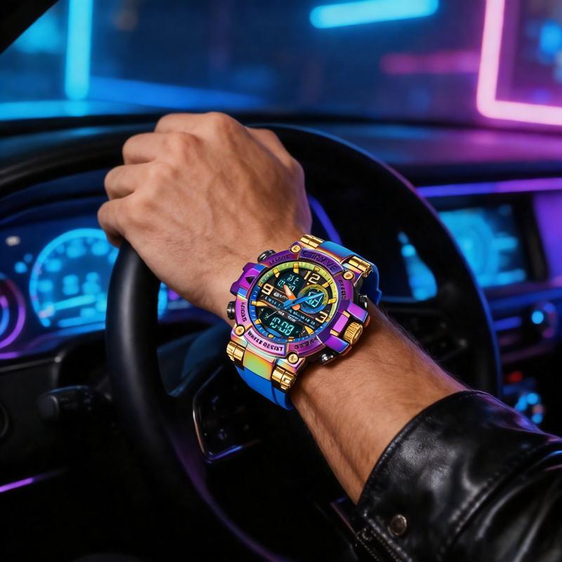 Men's Tactical Military Watches for Men Sports Outdoor Watch 55mm Large Face 50M Waterproof Date Multi Function LED Alarm Rugged Wristwatch for Training Hiking Adventure