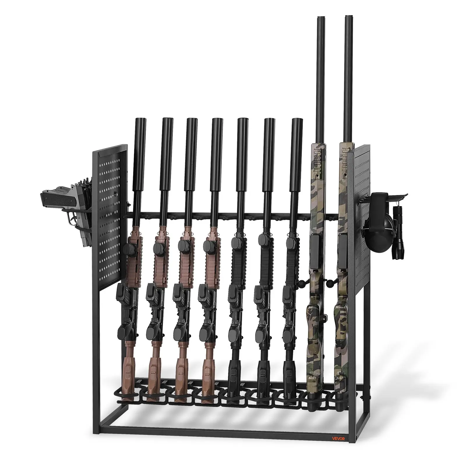 【DealsForYouDays】Sturdy Carbon Steel Heavy-Duty Multifunctional Floor Standing Gun Rack with PVC Magazine Holder, Indoor Storage Organiser for Rifles/Shotguns/Pistols, Holds Up to 9 Rifles & 4 Pistols, Installable for Garage Home Use, Home Garage Storage,
