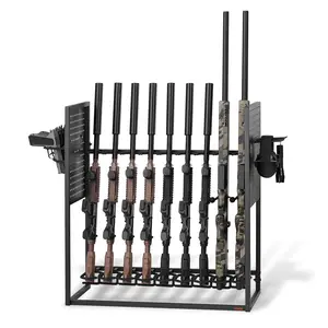 VEVOR Gun Rack, Floor Standing, Indoor Heavy Duty Steel Rifle Shotgun Rack Stand, Freestanding Gun Display Storage with Magazine Holder, Holds up to 9 Rifles and 4 Pistols, for Home Garage Storage