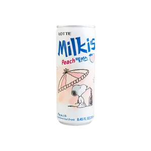 LOTTE Milk Soda Peach Flavor - Sparkling Korean Drink, 250ml Cans (Random Packaging)