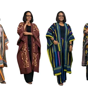 Adanne Luxe Kimono Palazzo Set - Vibrant Striped & Geometric Patterns for Stylish Comfort