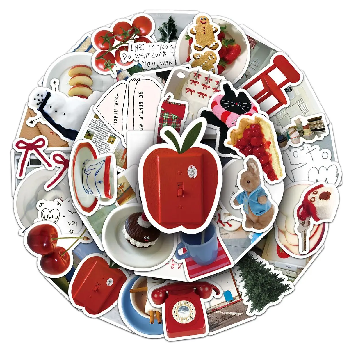 Cute Apple Themed Sticker, 100pcs/set Waterproof Self Adhesive Decor Paper, Decor Sticker for Gift Greeting Card Water Bottle Laptop Phone