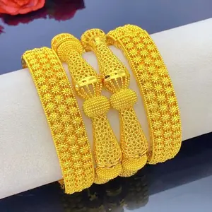 Gold-Plated Middle East Indian Elegance Bracelet for Women, Dubai Ethiopian Arabic Fashion Hand Jewelry, Bride Wedding Gift