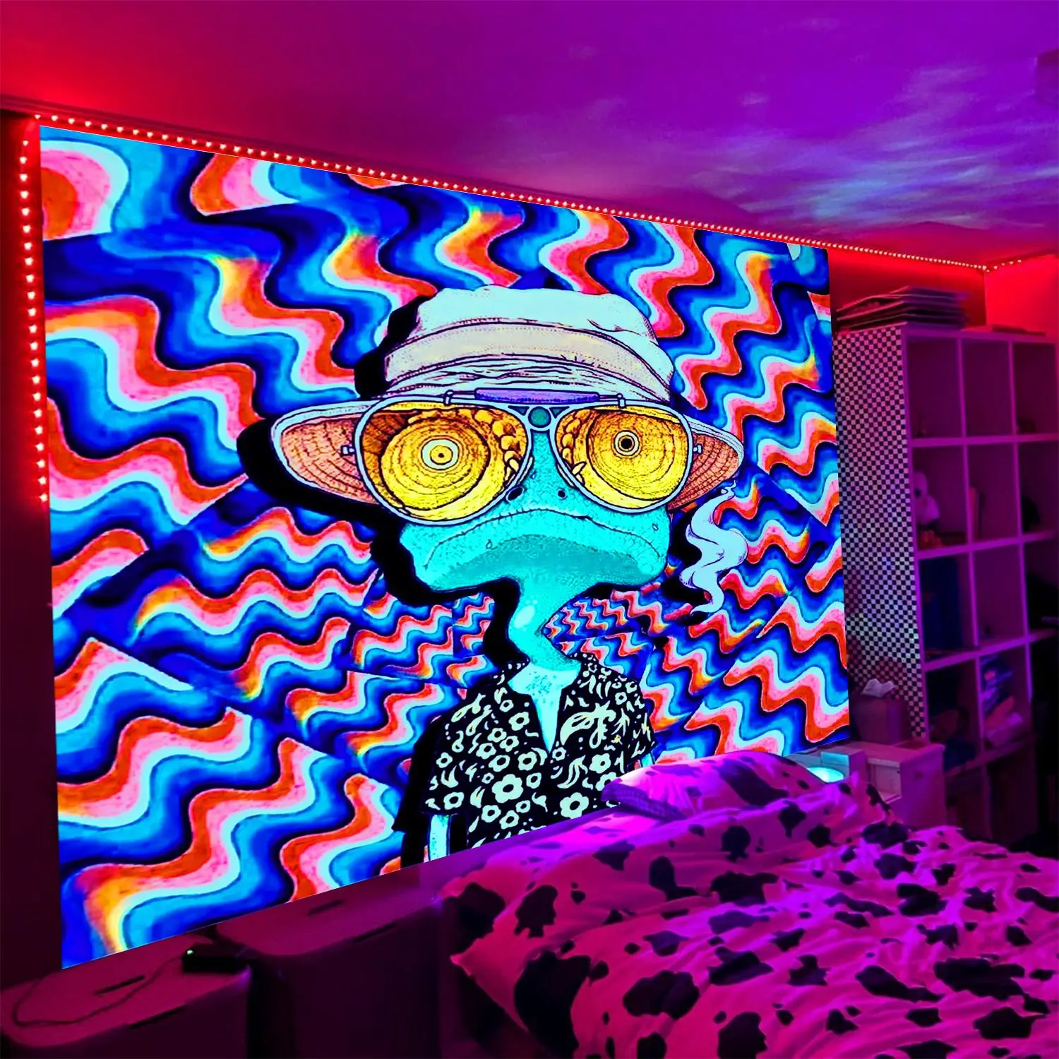 Fluorescent Wall Art Tapestry, Scenery Tapestry, Wall Hanging Tapestry for Living Room Bedroom Dorm Room, Party Supplies, Bedroom Accessories, Bedroom