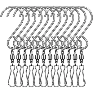 12 Pack Swivel Hooks Clips for  Wind Spinners Wind Chimes Bird Feeder  Twisters Party Supplies Swivel Hook 360  Rotating Stainless Steel