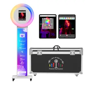 HARZHI Portable Photo Booth Compatible with Any Ipad, Large Lightbox Ipad Photo Booth for Christmas Wedding Party Shell Stand Software APP Control Ring Light, Flight Case