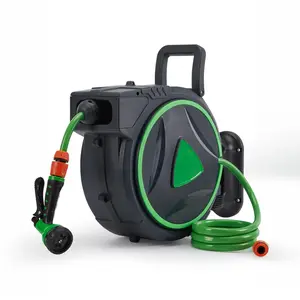 [FLASH SALE] Garvee 1/2" x 65 FT Retractable Garden Hose Reel, Wall-Mounted Auto Rewind Water Hose Reel with Any-Length Lock & 180° Swivel Bracket