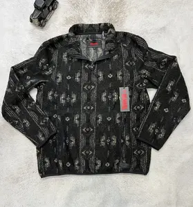 Aztec Stripe Berber Pullover 2295- Charcoal