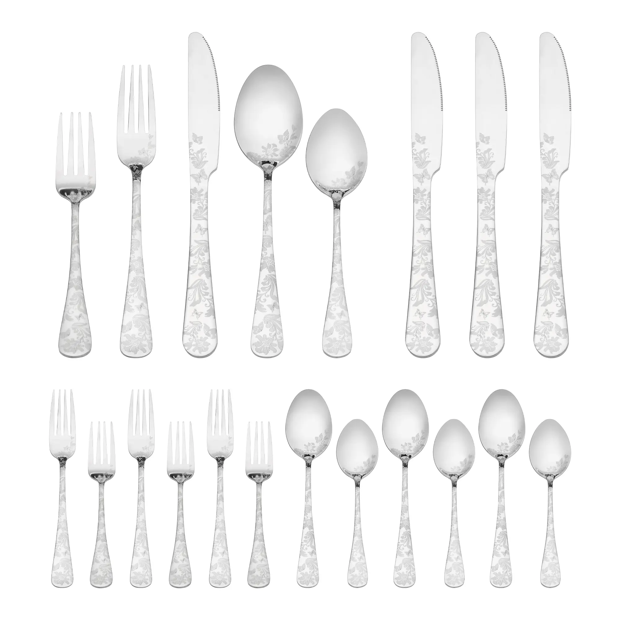 Unique Bargains 20pcs Silverware Set, Stainless Steel Flatware Set, Mirror Polished Cutlery Set, Serving Utensils Set for Tableware