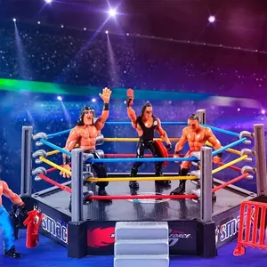PowerTRC 21/32 Pcs Wrestling Toys for Kids, Wrestler Play Set with 2 Wrestle Rings Style, 12 Super Wrestlers, Many Realistic Accessories, Toy Figures Cake Topper Birthday Party Decoration Play Set Gift