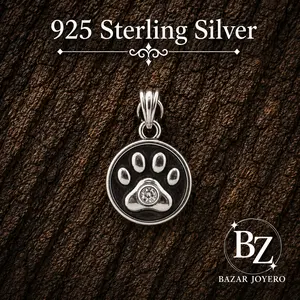 925 Sterling Silver Paw Print Pendant Charm