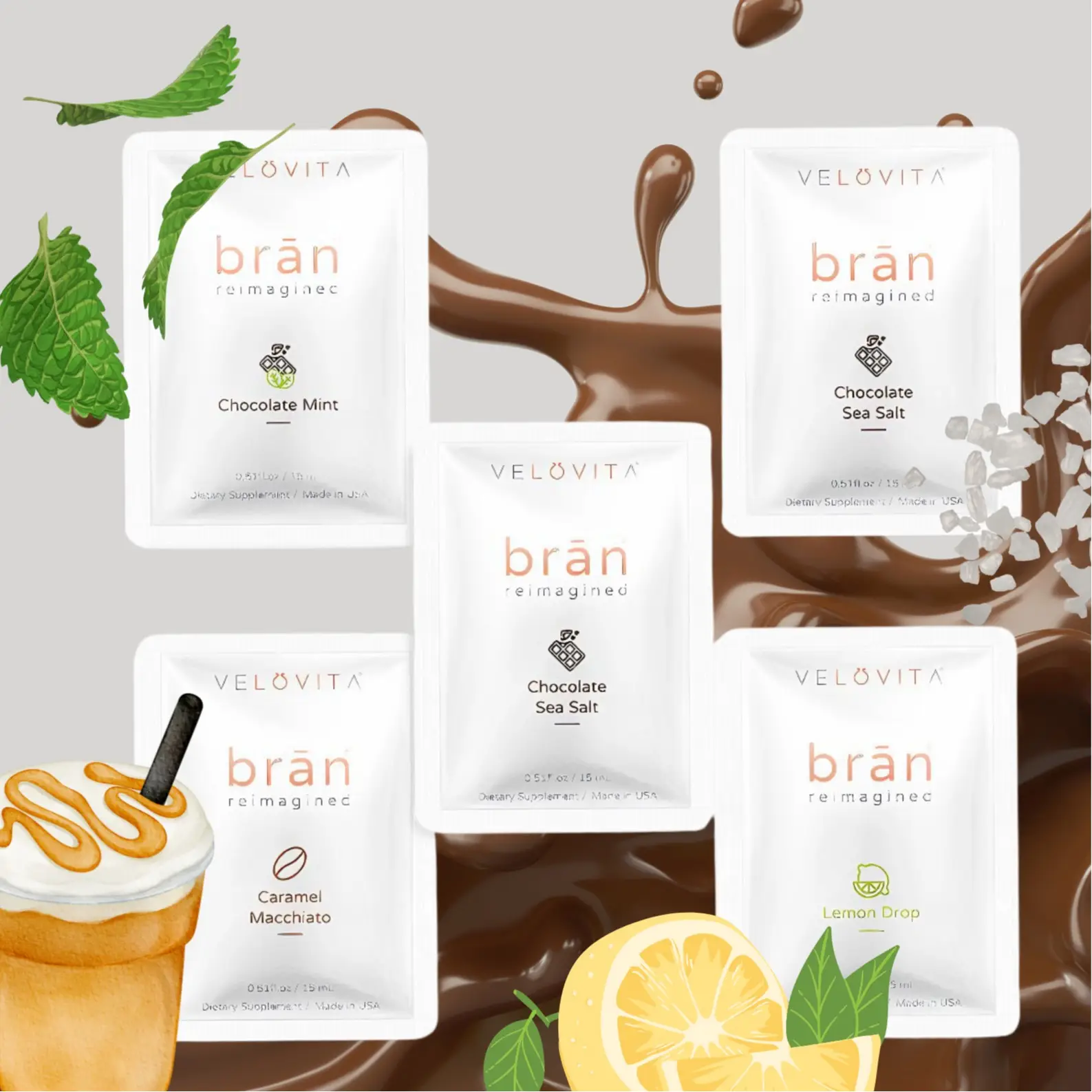 5 - Day (4) brān REIMAGINED & 1 Day Uuth - 5 Packets Snap - VARIETY ALL FLAVORS Tea Beverage Supplement Energy, C Vitamin