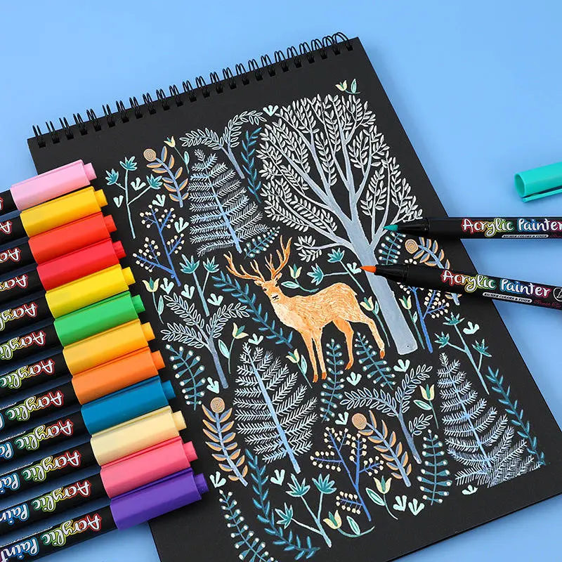 Flexible Soft Tip Paintbrushes, Water-Based Acrylic Ink, Vibrant Colors for Stone Painting & Graffiti Art, Ideal for Hand-Drawn Decorations