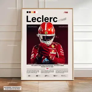 [Racing Decor - Sale Up To 40%] [Unframe] Charles Leclerc Ferrari Racing Poster, Ferrari Racing Star Wall Art, Professional Motorsport Illustration, Scuderia Racing Decor, Leclerc Athlete Portrait