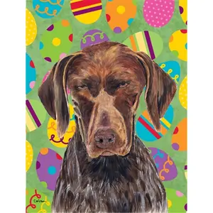 212 MAIN Double-Sided German Shorthaired Pointer Easter Eggtravaganza Garden Flag, 11x15 in, Home Improvement Decor, Garden Accessories