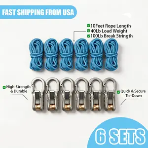 Adjustable Retractable Tie Down Rope, Portable Cord Roller with Accessories, Multipurpose Fastening Strap for Camping, Boating, Truck & Outdoor Use