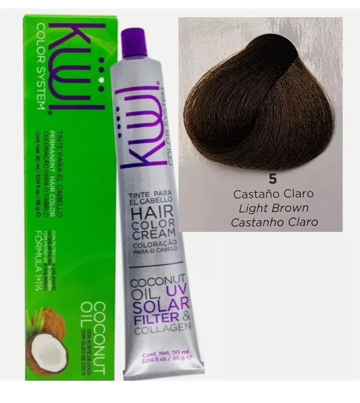 KUUL Color System Permanent Hair Dye Kit - Permanent Color Kit, 5 Castaño Claro, 3.04 fl oz Ammonia-Free Cream Tube, Natural Look, Unisex Haircare, 24-Month Shelf Life, Hair Coloring Products